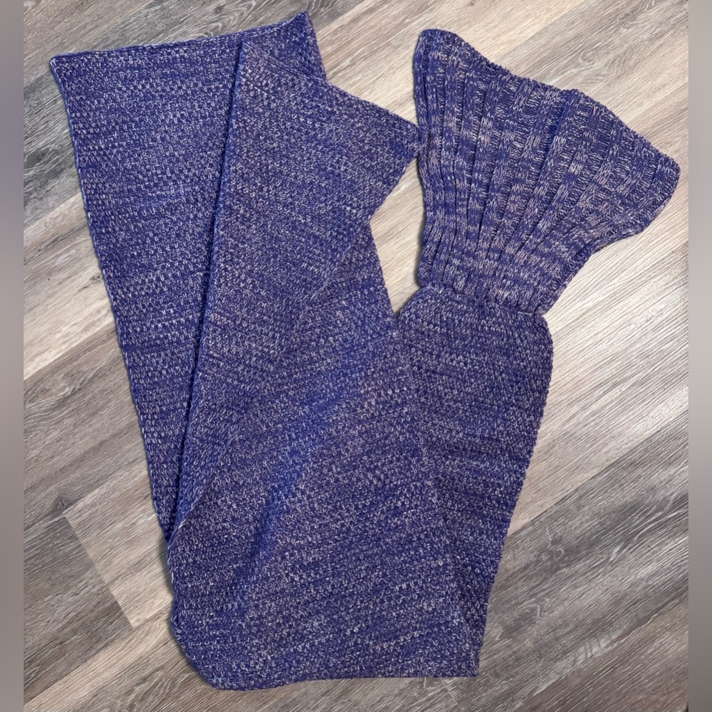 Purple Knit Mermaid Blanket.